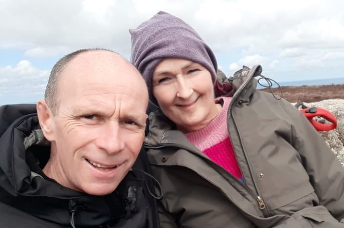 Rebecca Bridges, 54, with her husband Paul. Release date April 30 2024. A man donated his stem cells to save his sister's life after she was diagnosed with a rare form of cancer. Rebecca Bridges, 54, was diagnosed with acute myeloid leukaemia - an aggressive cancer of the myeloid cells - in August 2020 after suffering from breathlessness, aching joints and bleeding gums. She underwent two rounds of chemotherapy and was told she would need a stem cell transplant - to treat conditions in which the bone marrow is damaged and is no longer able to produce healthy blood cells.