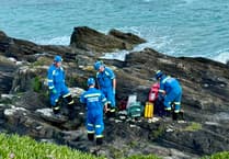 Emergency services help two casualties at Fistral Beach