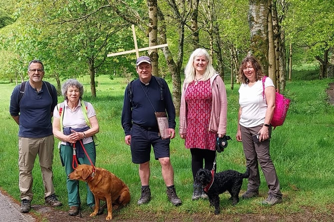 Rev Paul Salaman beating the bounds with Probus parishioners