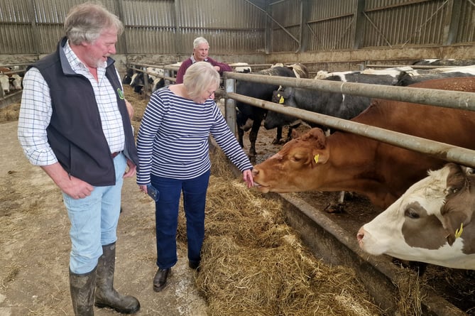 Sheryll Murray, Conservative MP for South East Cornwall, with farmer Mike Hambly 