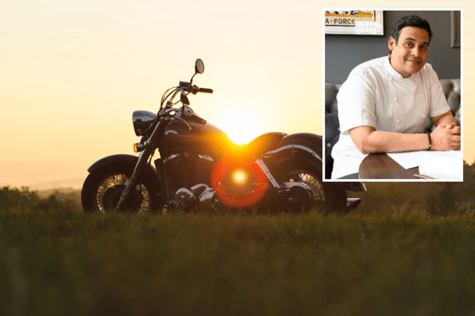 Chef Paul Ainsworth with a motorcycle