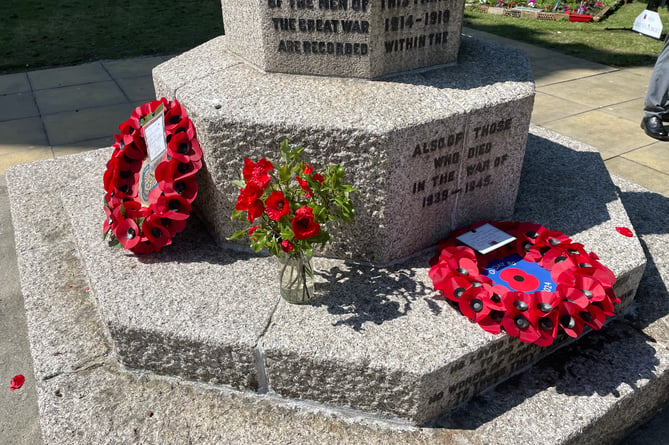 The wreaths at the Camborne D-Day service