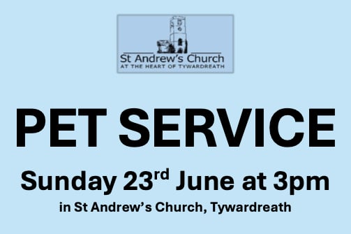 The pet service is taking place at St Andrew's Church in Tywardreath.
