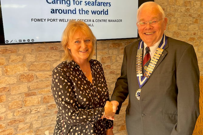 Mission port welfare officer Evette Hall is welcomed to the Probus Club of St Austell.