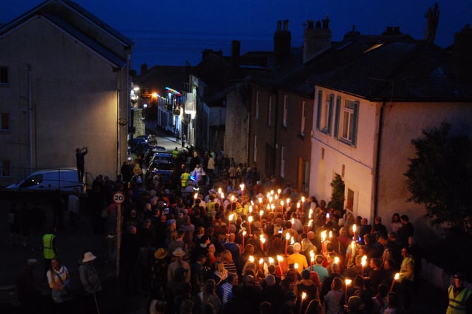 Golowan torch lit procession 