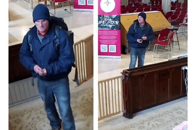 CCTV images of the man police wish to speak to in connection with the theft