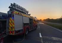 Fire crews tackle large vehicle blaze on the A30 at Mitchell 