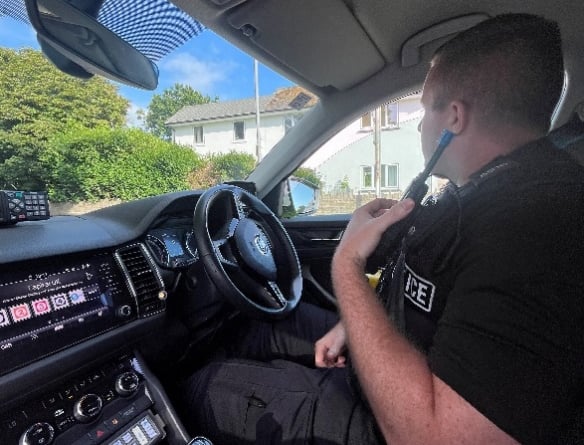 PC Alex Jones responding to an emergency call in Saltash