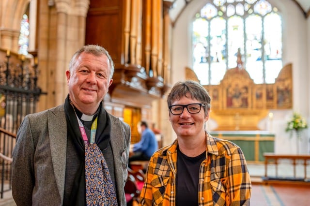 Kirstie Newton with the Dean in St Mary's Aisle