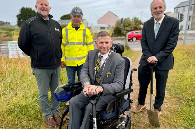 L to R: David Garwood (Head of Strategic Development Camborne Town Council), Danny Green (KHC Contracts Manager), Cllr James Ball (Mayor) and Cllr John Cosgrove (Vice Chair of Camborne Town Deal board).