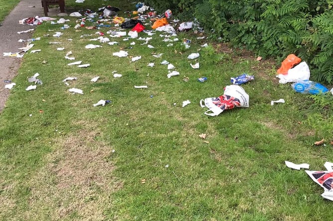 Biffa operatives working in Tremorvah park after the departure of the Traveller community