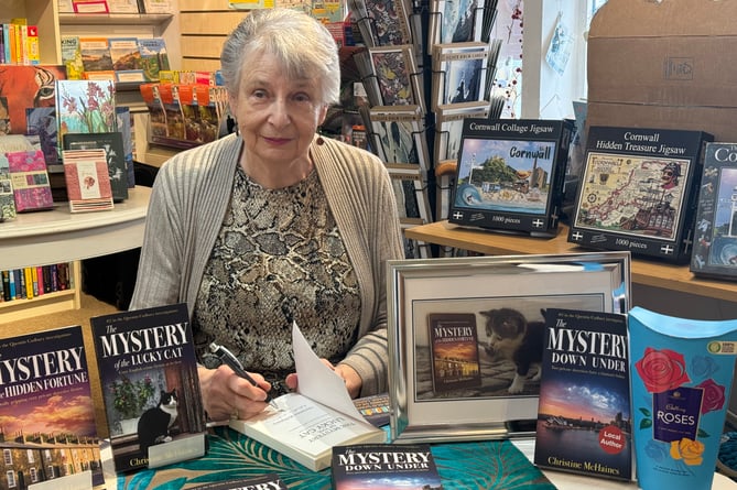 Christine McHaines book signing at Hurley Books in Mevagissey. 