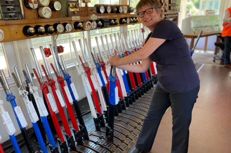 Kirstie Newton inside Par signal box