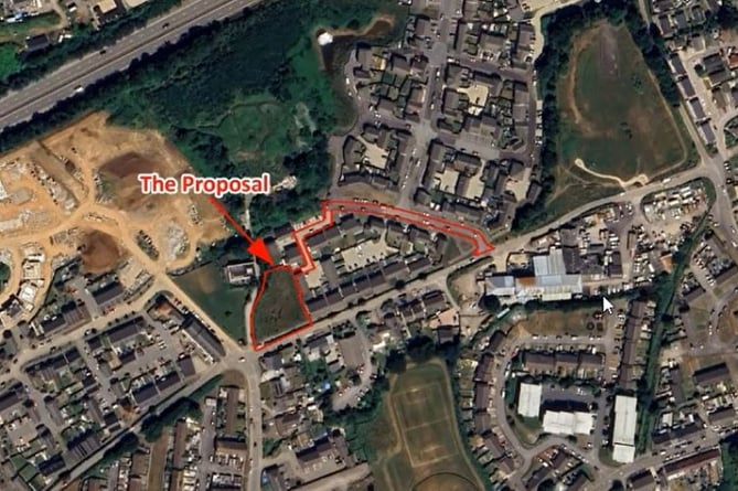 Where the seven new houses would be built at Roskear, Camborne