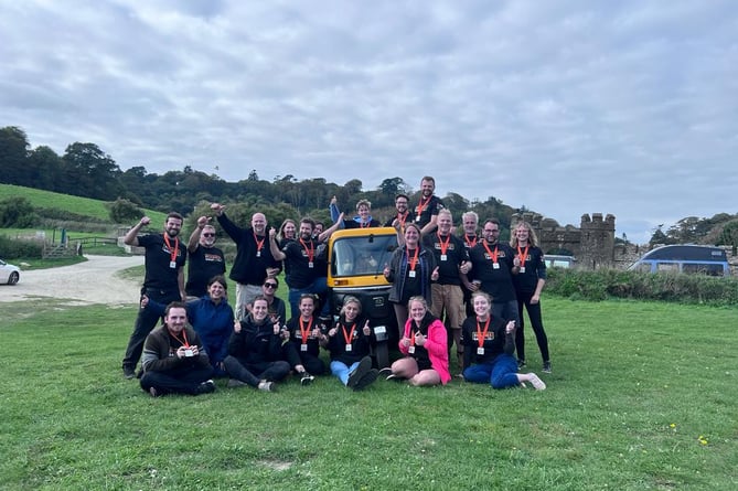 Group photo at the final location of the Rabies Rally