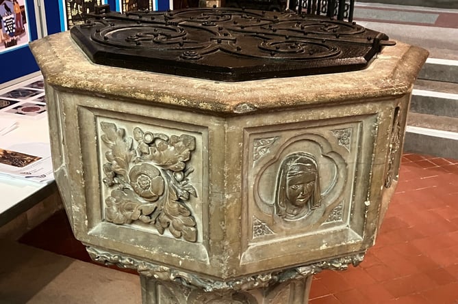 The font in St Mary's Aisle, Truro Cathedral