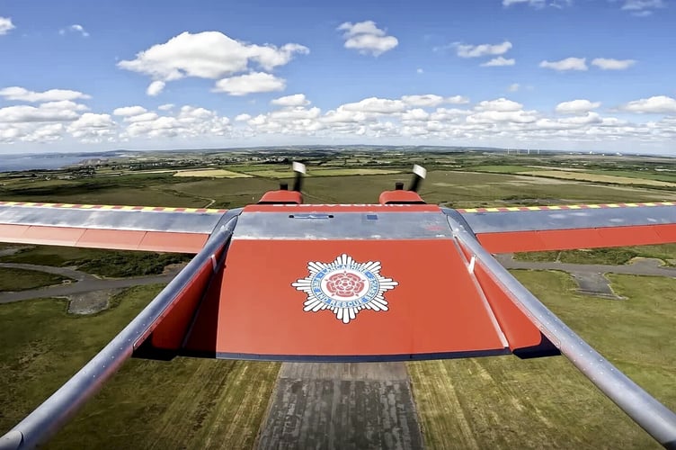 A drone being tested by Lancashire Fire and Rescue Service