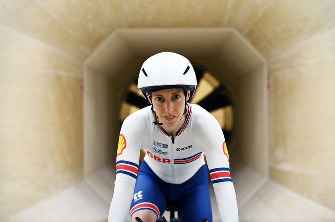 Picture by Simon Wilkinson/SWpix.com - 19/12/2023 - Cycling - British Cycling - Great Britain Cycling Team - National Cycling Centre, Manchester, England - Fran Brown, wind tunnel testing