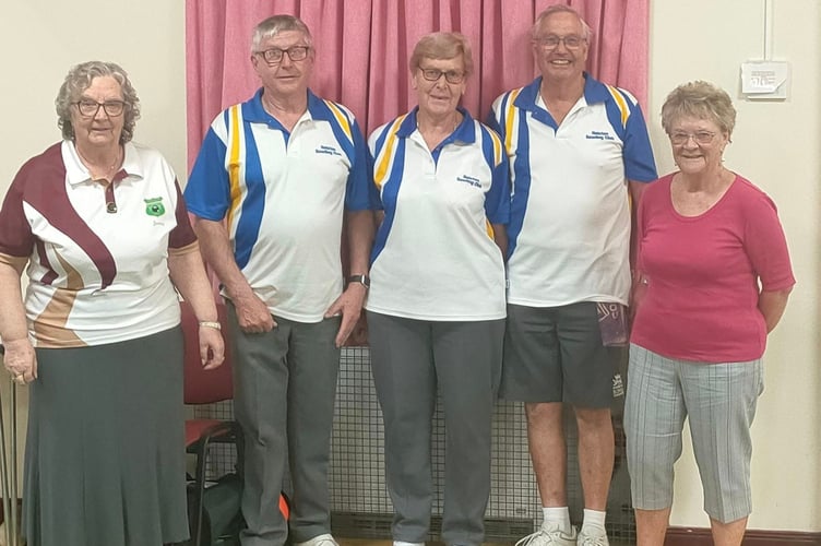 The Helston trio that finished second in the Luxulyan Open Triples competition. From left: Percy Tripp, Brenda Benny and Vivyan Benny. Picture: CCSMBA