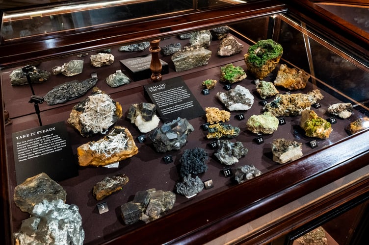 A mineral display at the Royal Cornwall Museum