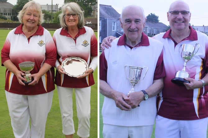 The finalists in the Alice Rose Bowl (left) and the Men's Two Wood Pairs.