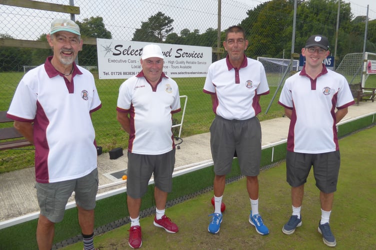 The Men’s Rhoades Pairs finalists. From left: Francis Browne, Dave Juleff, Nigel Harris and Elliott Wells. Picture: Grampound Bowling Club