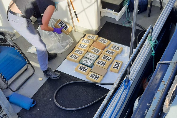 Cocaine seized by the NCA. A fishing boat carrying one tonne of cocaine with an estimated street value of around £100,000,000 has been intercepted off the coast of Britain. The National Crime Agency (NCA) arrested four men after seizing the huge haul when a boat was stopped at sea off the coast of Newquay, Cornwall. Border Force officers intercepted the vessel on Friday afternoon (13/9) before uncovering the mammoth drugs stash. The four men on board were arrested on suspicion of importing class A drugs and taken to custody to be questioned by NCA investigators. 