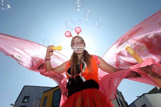 Stilt fairy Freya Marven of Swamp Circus in White River Place. BOTL20140621C-003_C