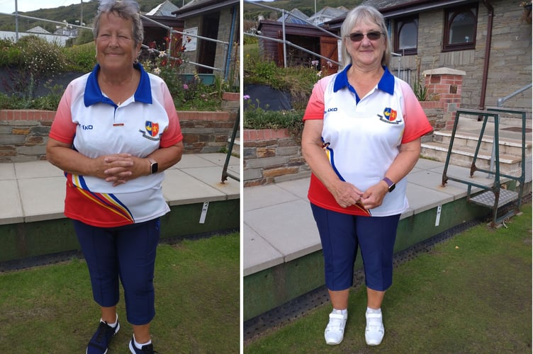 Carole Dudley (left) was beaten by Pat Brunskill (right) in the Ladies' Four Wood Singles final. Looe Bowling Club