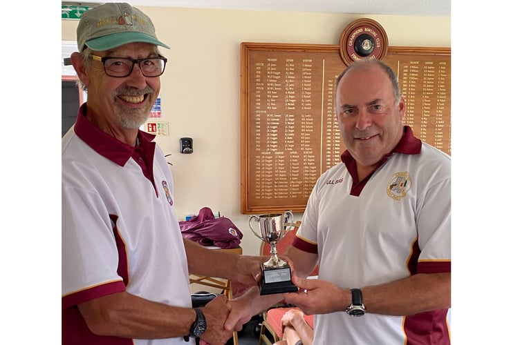 Barker Cup winner Franics Browne (left) with club captain David Juleff. Picture: Grampound Bowling Club