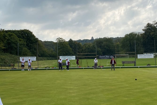 Closing Day in action with from left to right: Dave Geal, Roger Biddick, Gary Burdon, Malcolm McCarthy, Donald Ford and Evelyn Busby. Picture: Grampound Bowling Club