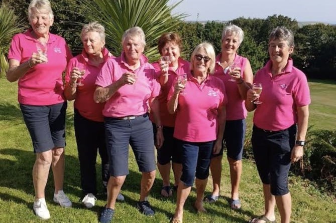 Looe's promotion winning team. From left: Sandy King, Margaret Bunton, Jax Wailes, Jane Tate, Jane Patchett, Angela Barrett and Alison Talling. Picture: Looe Golf Club