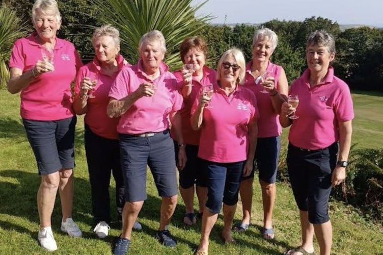 Looe's promotion winning team. From left: Sandy King, Margaret Bunton, Jax Wailes, Jane Tate, Jane Patchett, Angela Barrett and Alison Talling. Picture: Looe Golf Club