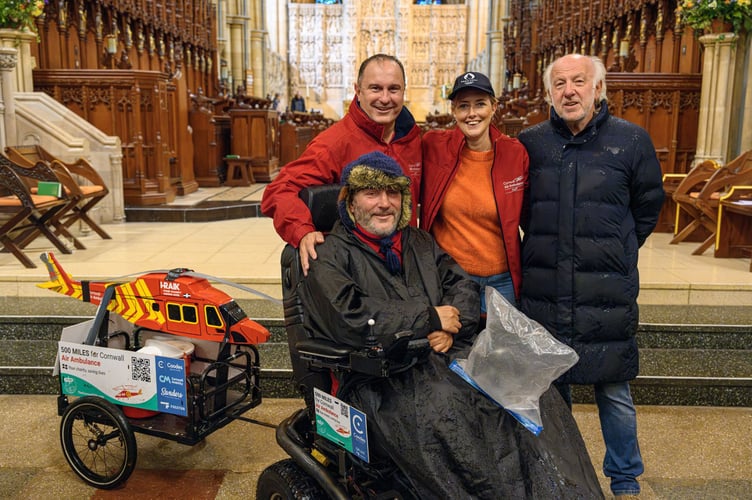 Steven Webb with Tim Bunting and David Richards from Cornwall Air Ambulance Trust