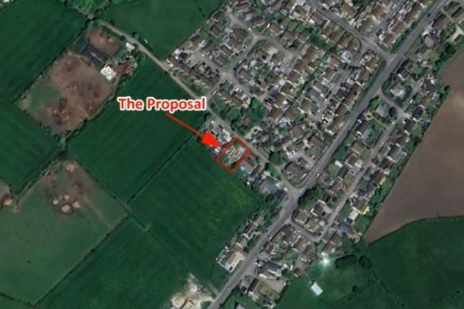 Where the fire-damaged bungalow would be replaced with two houses. 