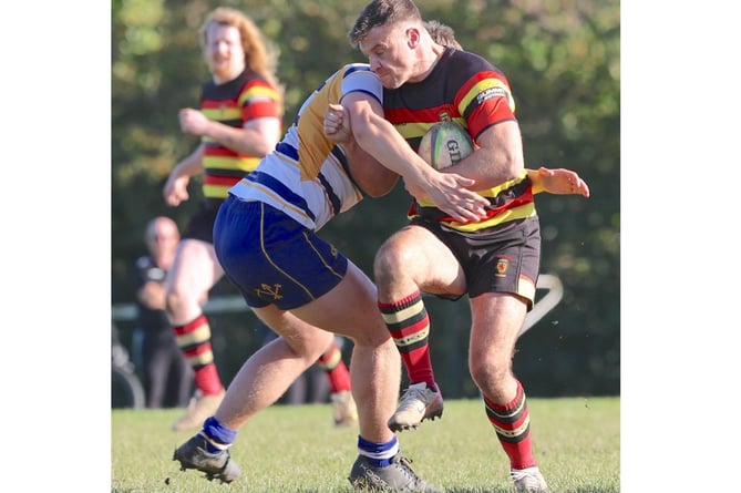 Centre Jason Carroll scored twice for Saltash during their victory over Camborne School of Mines on Saturday. Picture: Glen Rogers