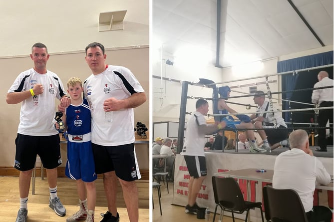 Archie Scott with proud dads Charlie Scott and Alan Murphy.  Picture: St Columb ABC