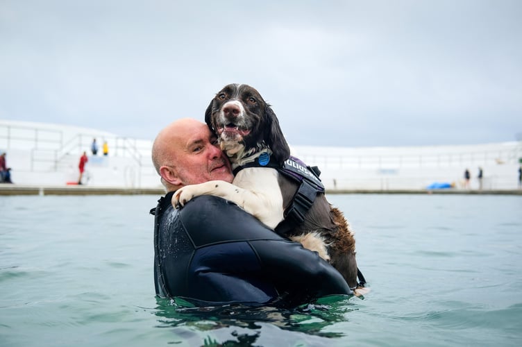 Ricky and Mylo at Jubilee Pool Dog Day 2024 on Sunday 3 November. Photo by Penzance Council