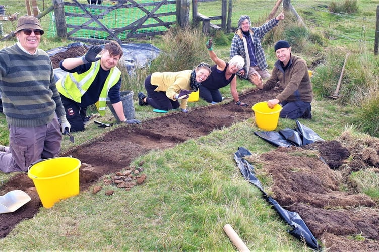 Volunteers excavating the main trench at King Arthur's Hall. Photo released November 7 2024.