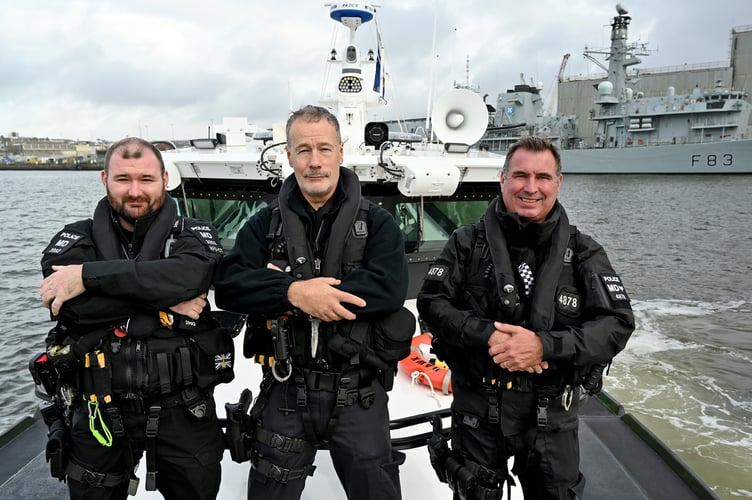 PC Josh Smith, PC Shaun Kester and Sgt Mark Randles of the MDP Devonport Marine Unit