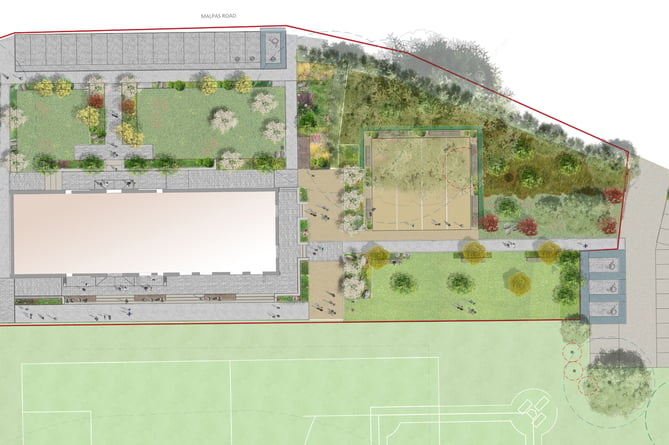 A computer image of the proposed Boscawen Park sports hub 