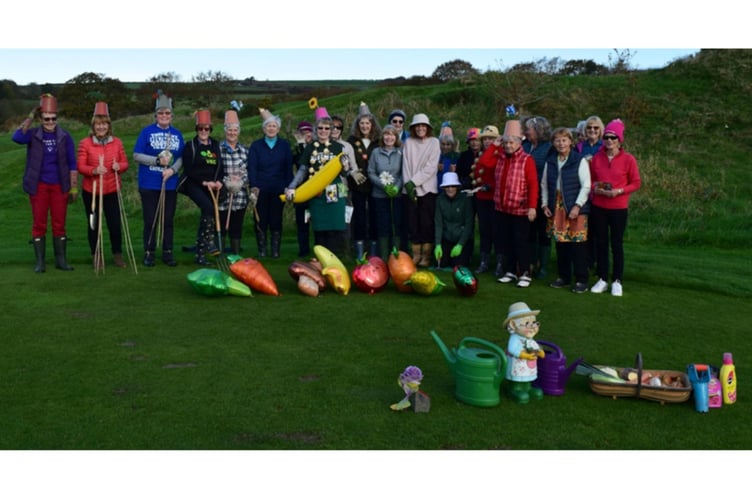 Incoming ladies' captain Cathryn Braithwaite saw her peers make it garden themed for her first competition in the role. Cathryn is pictured with her banana driver which she used to hit off the tee. Picture: St Mellion Golf Club