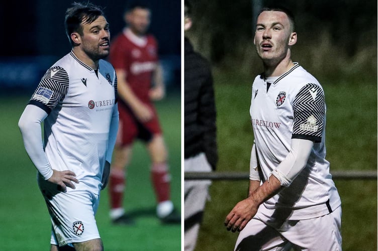 St Austell attackers Liam Eddy (left) and Ryan Downing can't believe their luck. Pictures: Paul Williams