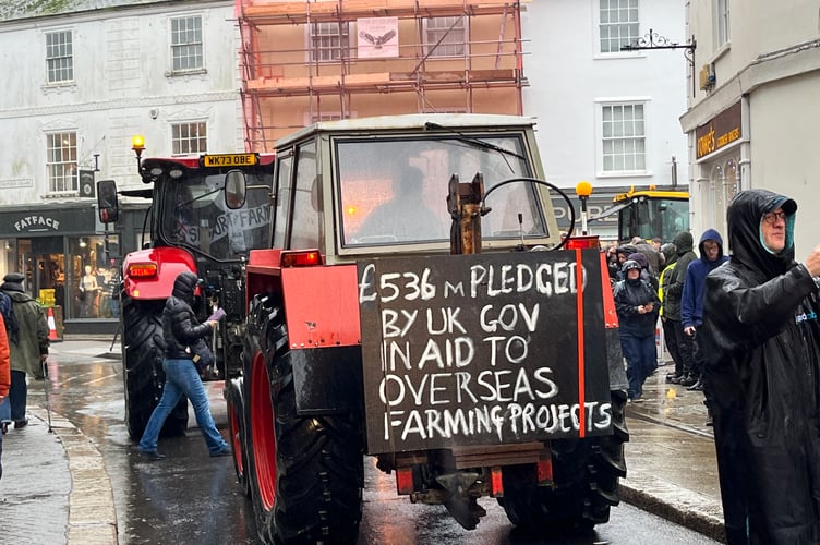 Tractors in Truro city centre in protest at changes to farmers' inheritance tax