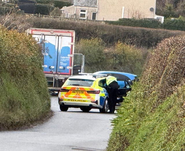 Road closed after collision between HGV and car near Wadebridge 