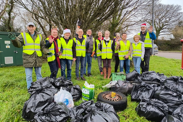 The volunteers of Bodmin BlueTiTs with their haul from the final litter pick of 2024. (Picture: Bodmin BlueTiTs)