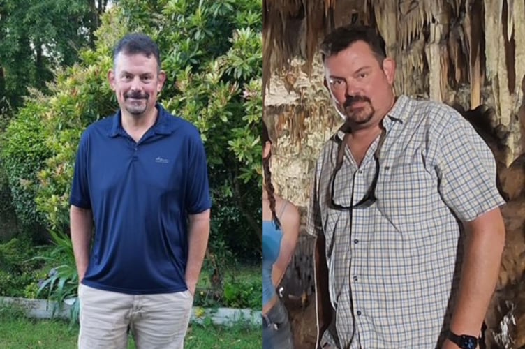 Scott Winans, from Mawnan Smith, before and after his weight loss journey 