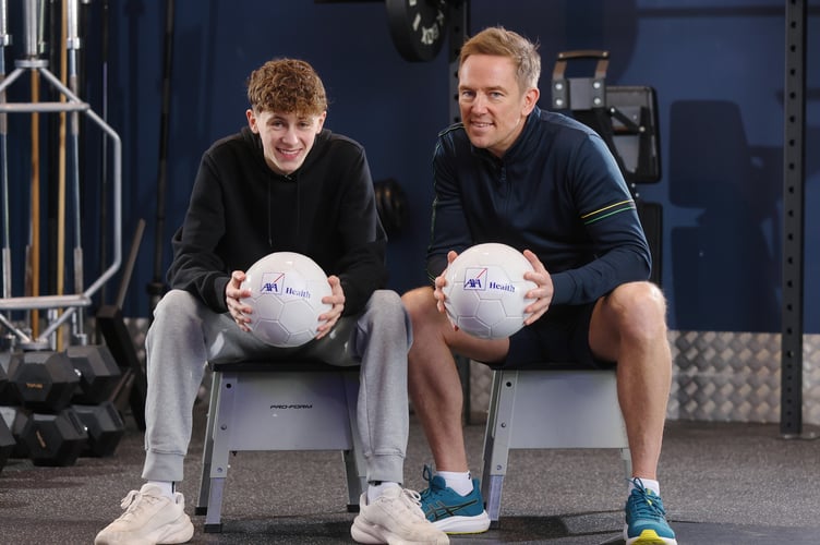 TV presenter Simon Thomas and his son Ethan (15) have bonded over a shared interest in football. Photo released January 14 2025. British children get less than four hours of exercise a week outside of school - but spend more than 14 hours looking at screens, according to research. A poll of 2,000 parents with children aged six to 17 found kids spend an average of five and a half hours watching TV, five hours playing video games and four hours and 20 minutes scrolling social media a week. That combined figure dwarfs the amount of time spent exercising and the three hours and 29 minutes spent reading books. Shockingly, four in 10 parents (38 per cent) think their children would consider video games to be âa form of exerciseâ. 
