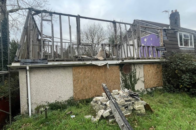 The fire-damaged property in Trevose Road, Truro