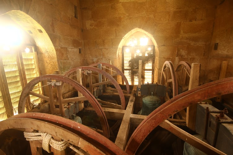 Inside Ladock church bell tower